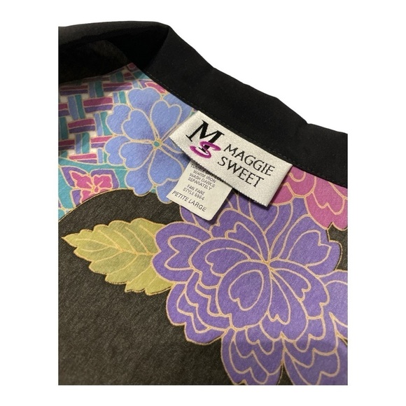 VINTAGE MAGGIE SWEET long Blazer Top floral  womens size Petite Large - Picture 7 of 15